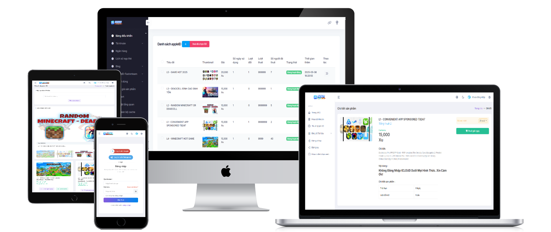 Mã nguồn thuê AppleID tự động - giao diện & tính năng tối ưu hoá